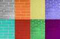 Collage of brick wall textures in different colors Royalty Free Stock Photo