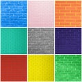 Collage of brick wall textures in different colors Royalty Free Stock Photo