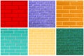 Collage of brick wall textures in different colors Royalty Free Stock Photo