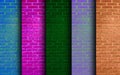 Collage of brick wall textures in different colors Royalty Free Stock Photo