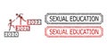 Sexual Education Distress Rubber Stamps with Notches and 2022 Buisiness Training Stairs Collage of Covid Icons