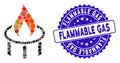 Collage Burner Nozzle Flame Icon with Textured Flammable Gas Stamp