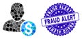 Mosaic Businessman Icon with Textured Fraud Alert Seal