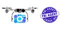 Collage Camera Drone Icon with Grunge FBI Agent Seal