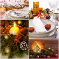 Collage of Christmas and New Year food decoration Royalty Free Stock Photo