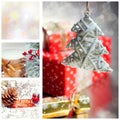 Collage with Christmas tree and decorations Royalty Free Stock Photo