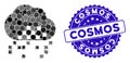 Collage Cloud Dissipation Icon with Distress Cosmos Stamp