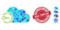 Collage Cloud Login Icon with Grunge Hipaa Compliant Stamp