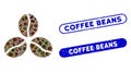 Rectangle Collage Coffee Beans with Grunge Coffee Beans Seals