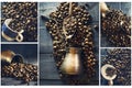 Collage of coffee. Royalty Free Stock Photo