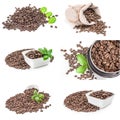 Collage of coffee isolated on a white background Royalty Free Stock Photo