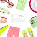 Collage collection of summer clothes Royalty Free Stock Photo