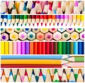 Collage of colored pencils. Royalty Free Stock Photo