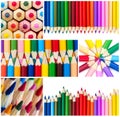Collage of colored pencils. Royalty Free Stock Photo