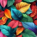 Collage of Colorful Autumn Leaves Displayed in Diverse Shapes and Sizes for a Vibrant Scene