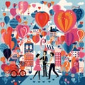 Collage of colorful, cartoonish characters celebrating Love& x27;s Endless Journey