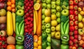 Colorful Fruits and Vegetables Collage - A Vibrant Background