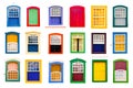 Collage of colorful rustic vintage wooden windows