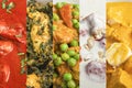 Collage of a colorful variety of Indian food