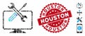 Collage Computer Tools Icon with Scratched Houston Seal