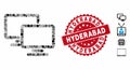 Collage Computer Workgroup Icon with Grunge Hyderabad Seal
