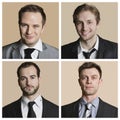 Collage of confident businessmen over colored background Royalty Free Stock Photo