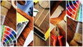 Collage of construction tools. House renovation background Royalty Free Stock Photo