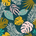 Collage contemporary floral hawaiian pattern in vector. Seamless surface design