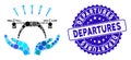 Collage Copter Startup Icon with Scratched Departures Stamp