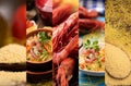 Collage of couscous fish with King Prawns Royalty Free Stock Photo