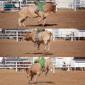 Cowboy Riding Bucking Bull Collage Royalty Free Stock Photo