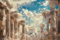 Collage of ancient Roman ruins, AI generated