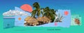 The collage about cruise activity at port Cozumel at Mexico Royalty Free Stock Photo