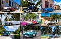 Collage from Cuba with classic cars Royalty Free Stock Photo