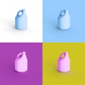 Collage of 3D rendered bottles in four different vibrant colors