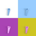 Collage of 3D rendered minimalistic saws in four different vibrant colors