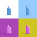 Collage of 3D rendered plastic bottles in four different vibrant colors