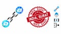 Collage Dash Blockchain Icon with Distress India, Surat Seal