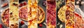 Collage design with the assorted neopolitan pizza Royalty Free Stock Photo