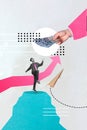 Collage design illustration of strong senior sales manager man make money for selling products graphic growth isolated