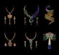 Collage of diamond necklace with earrings Royalty Free Stock Photo