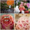 Collage Of Diamond Wedding Rings With Flowers