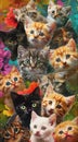 A collage of different cats with different colors Royalty Free Stock Photo