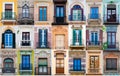 Collage of different colorful spanish windows Royalty Free Stock Photo