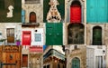 Collage with different details of houses in Valletta, Malta