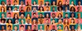 Collage of different face expressions of multiethnic people Royalty Free Stock Photo