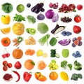 Collage with different fresh ripe fruits and vegetables on white background Royalty Free Stock Photo