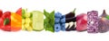 Collage with different fresh ripe fruits and vegetables on white background. Banner design Royalty Free Stock Photo