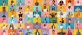 Collage Of Different Happy People Portraits Over Bright Studio Backgrounds Royalty Free Stock Photo