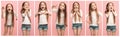The collage of different human facial expressions, emotions and feelings of young teen girl. Royalty Free Stock Photo
